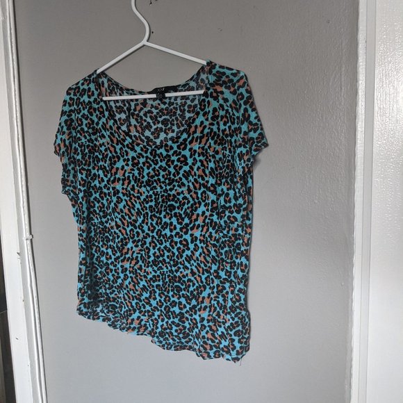 Forever 21 Tops - Blue & Coral Cheetah / Leopard Print Top